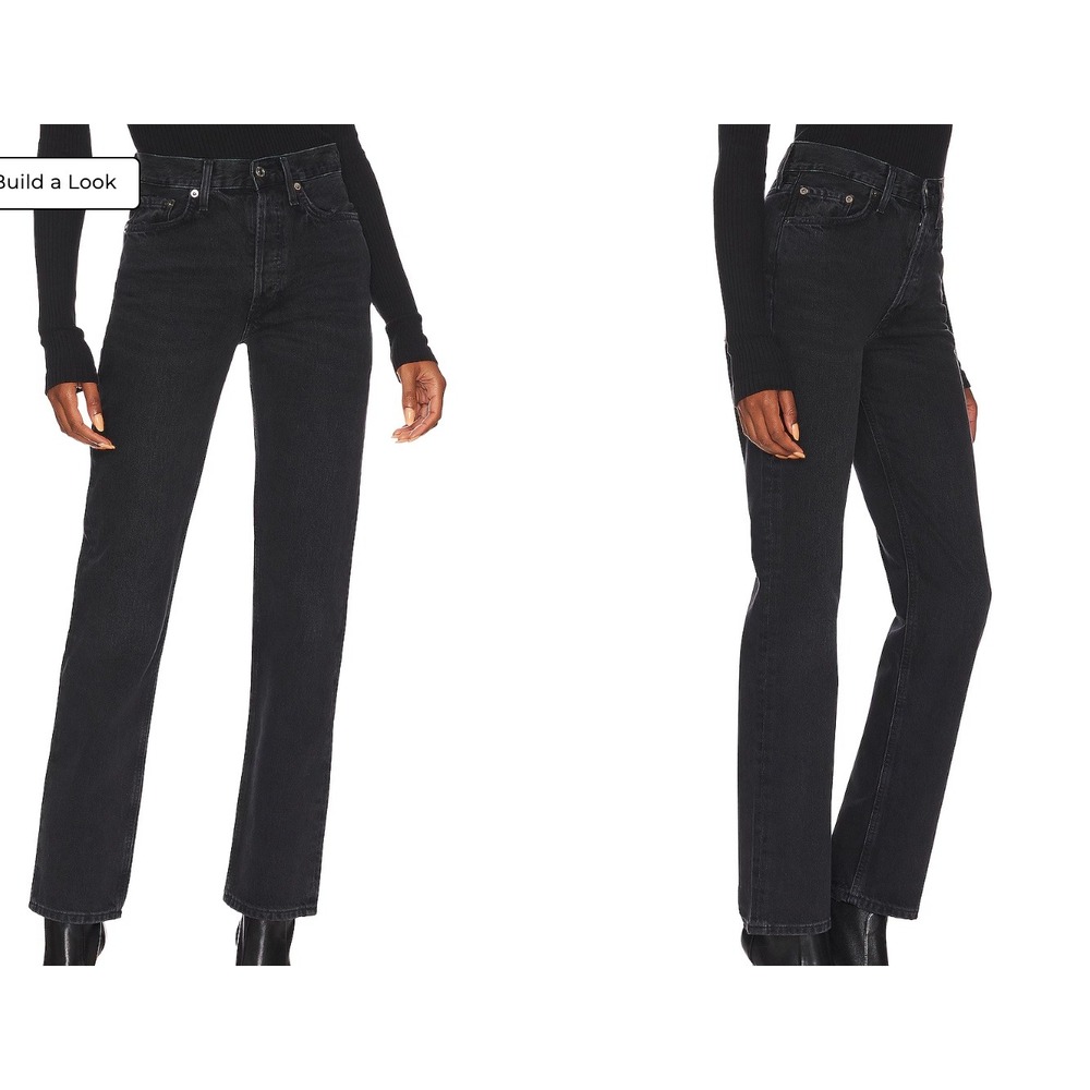 AGOLDE Lana Mid Rise Straight Jeans Black Organic Cotton A140C-1157 Size 26
